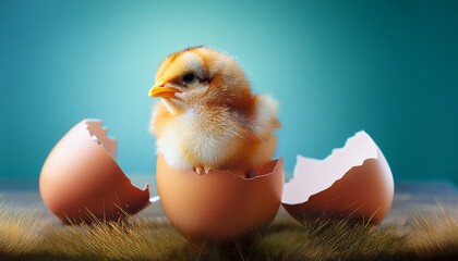 chick hatched from an egg concept of growth to maturity