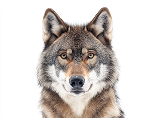 Obraz premium Portrait Of A Wolf Isolated On A White Background