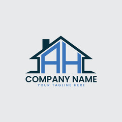 Modern Real Estate Logo with House Roof Icon and Custom Letter Monograms