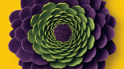 Fototapeta premium Vibrant Artichoke, Green And Purple Hues, Unique Structure, Isolated On Yellow Background