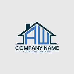 Modern Real Estate Logo with House Roof Icon and Custom Letter Monograms