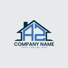 Modern Real Estate Logo with House Roof Icon and Custom Letter Monograms