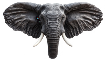 Majestic African Elephant Face with PNG Transparent Background Details