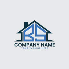 Fototapeta premium Modern Real Estate Logo with House Roof Icon and Custom Letter Monograms