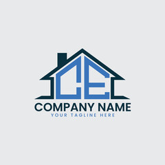 Modern Real Estate Logo with House Roof Icon and Custom Letter Monograms