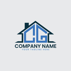 Modern Real Estate Logo with House Roof Icon and Custom Letter Monograms