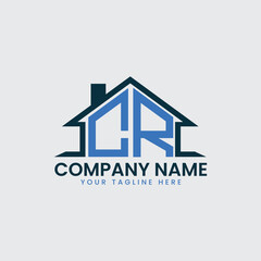 Modern Real Estate Logo with House Roof Icon and Custom Letter Monograms