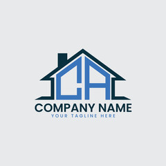 Modern Real Estate Logo with House Roof Icon and Custom Letter Monograms