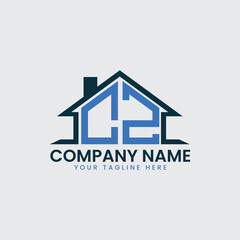 Modern Real Estate Logo with House Roof Icon and Custom Letter Monograms