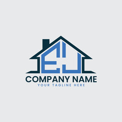 Modern Real Estate Logo with House Roof Icon and Custom Letter Monograms