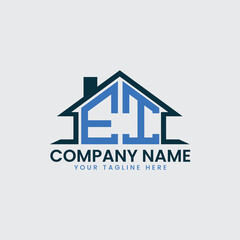 Modern Real Estate Logo with House Roof Icon and Custom Letter Monograms