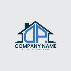 Modern Real Estate Logo with House Roof Icon and Custom Letter Monograms