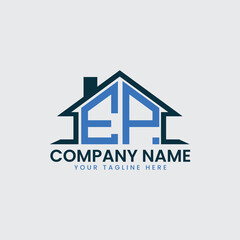 Modern Real Estate Logo with House Roof Icon and Custom Letter Monograms