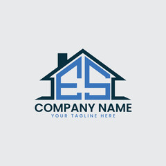 Modern Real Estate Logo with House Roof Icon and Custom Letter Monograms
