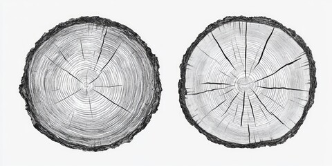 Detailed Cross Section of Two Wood Samples Showing Growth Rings