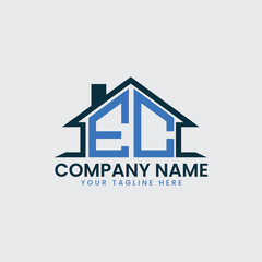 Modern Real Estate Logo with House Roof Icon and Custom Letter Monograms