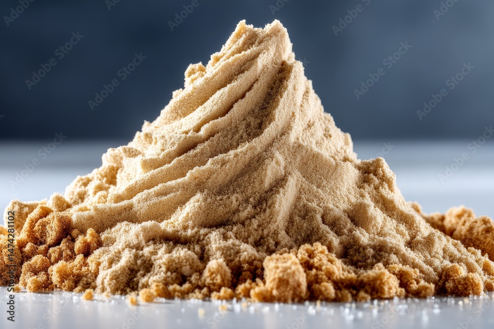 Aufkleber brown sugar on a white surface with a textured peak under soft lighting in a kitchen setting during 
