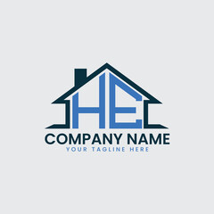 Modern Real Estate Logo with House Roof Icon and Custom Letter Monograms