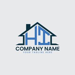 Modern Real Estate Logo with House Roof Icon and Custom Letter Monograms