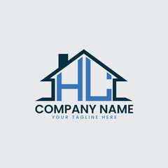Modern Real Estate Logo with House Roof Icon and Custom Letter Monograms