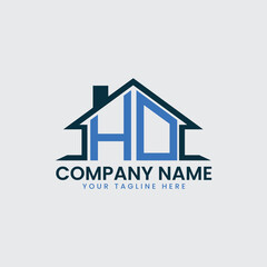 Modern Real Estate Logo with House Roof Icon and Custom Letter Monograms