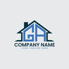 Modern Real Estate Logo with House Roof Icon and Custom Letter Monograms