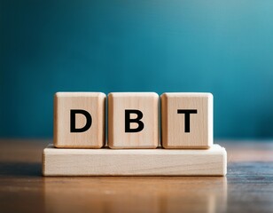 wood cubes with abbreviation dbt on table dialectical behavior therapy psychology and therapy