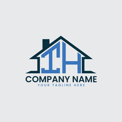 Modern Real Estate Logo with House Roof Icon and Custom Letter Monograms