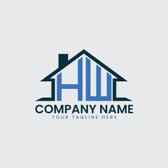 Modern Real Estate Logo with House Roof Icon and Custom Letter Monograms