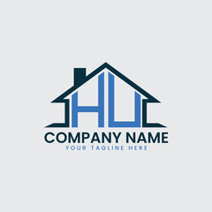 Modern Real Estate Logo with House Roof Icon and Custom Letter Monograms