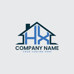Modern Real Estate Logo with House Roof Icon and Custom Letter Monograms