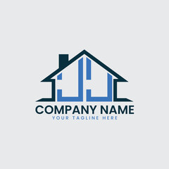 Modern Real Estate Logo with House Roof Icon and Custom Letter Monograms