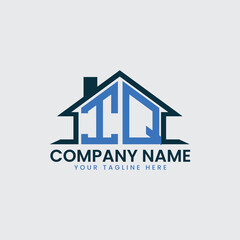 Modern Real Estate Logo with House Roof Icon and Custom Letter Monograms