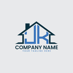 Modern Real Estate Logo with House Roof Icon and Custom Letter Monograms
