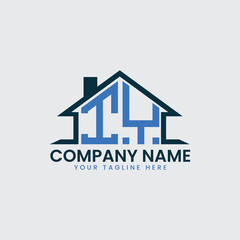 Modern Real Estate Logo with House Roof Icon and Custom Letter Monograms