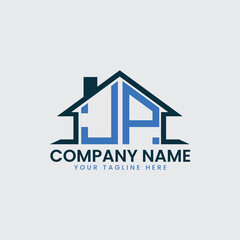 Modern Real Estate Logo with House Roof Icon and Custom Letter Monograms