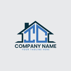 Modern Real Estate Logo with House Roof Icon and Custom Letter Monograms