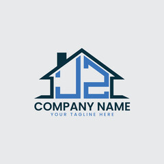 Modern Real Estate Logo with House Roof Icon and Custom Letter Monograms