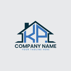 Modern Real Estate Logo with House Roof Icon and Custom Letter Monograms
