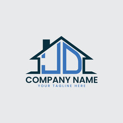 Modern Real Estate Logo with House Roof Icon and Custom Letter Monograms
