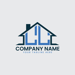 Modern Real Estate Logo with House Roof Icon and Custom Letter Monograms