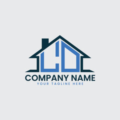 Modern Real Estate Logo with House Roof Icon and Custom Letter Monograms