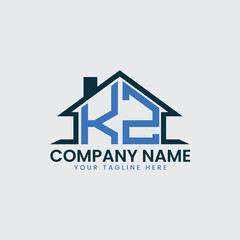 Modern Real Estate Logo with House Roof Icon and Custom Letter Monograms