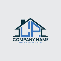 Modern Real Estate Logo with House Roof Icon and Custom Letter Monograms