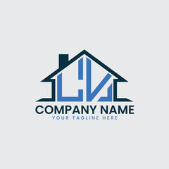 Modern Real Estate Logo with House Roof Icon and Custom Letter Monograms