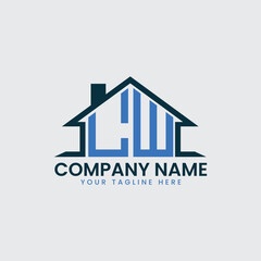 Modern Real Estate Logo with House Roof Icon and Custom Letter Monograms