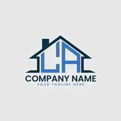 Modern Real Estate Logo with House Roof Icon and Custom Letter Monograms