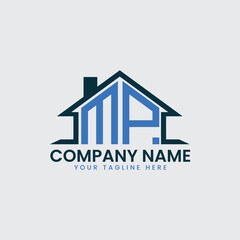 Modern Real Estate Logo with House Roof Icon and Custom Letter Monograms