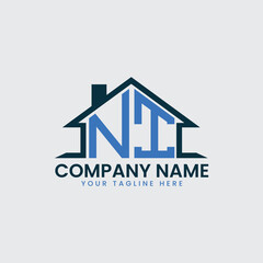 Modern Real Estate Logo with House Roof Icon and Custom Letter Monograms