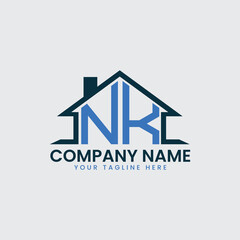 Modern Real Estate Logo with House Roof Icon and Custom Letter Monograms
